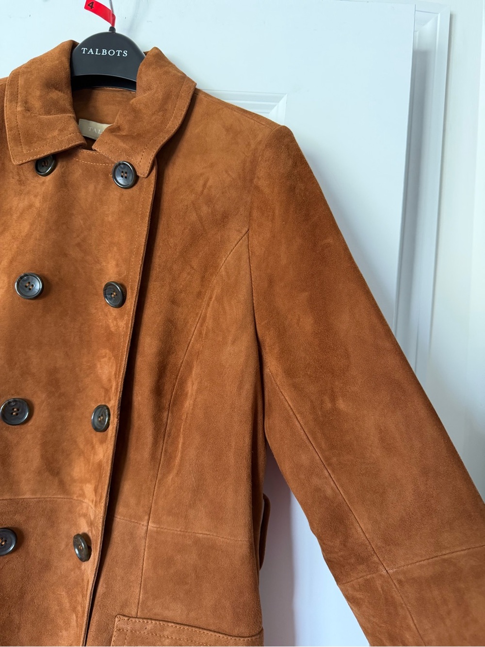 Talbots Brown Suede Double-Breasted Trench Coat - Picture 13 of 15